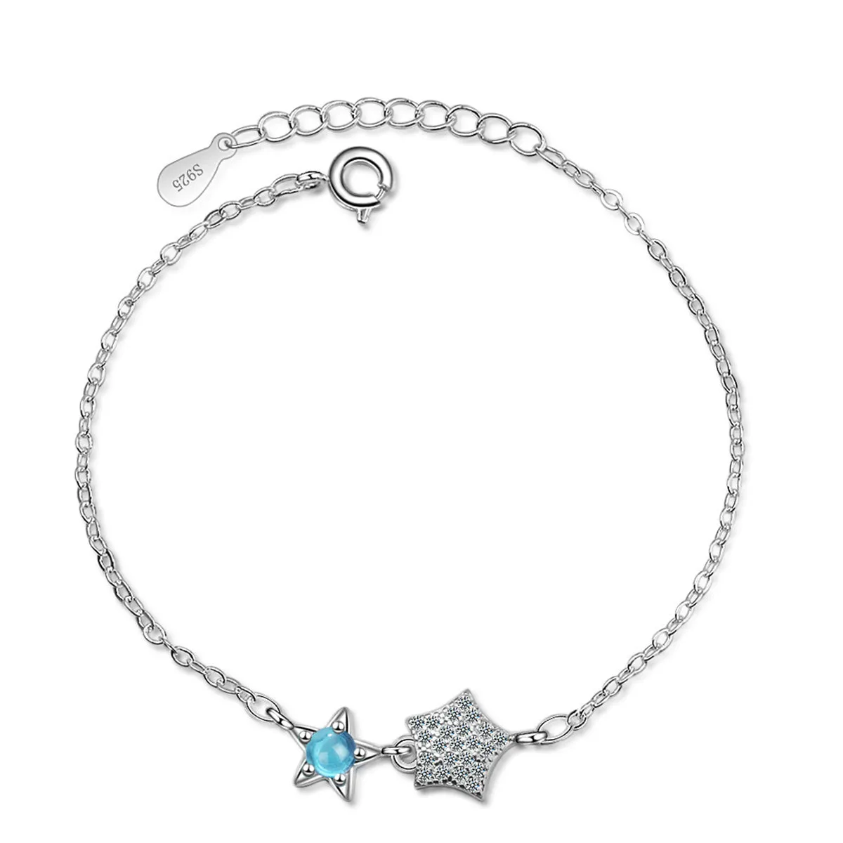 Blue Crystal & Cubic Zirconia Silver-Plated Star Bracelet