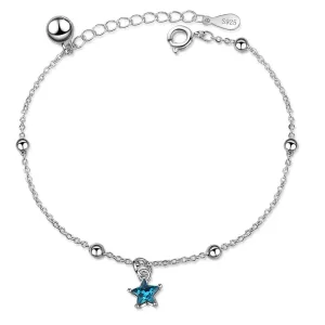 Blue Crystal & Silver-Plated Star Bracelet