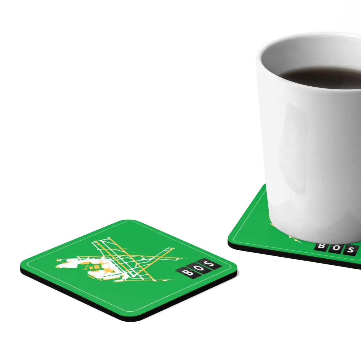 BOS Airport Diagram - Hardboard Coaster Set - 4pcs