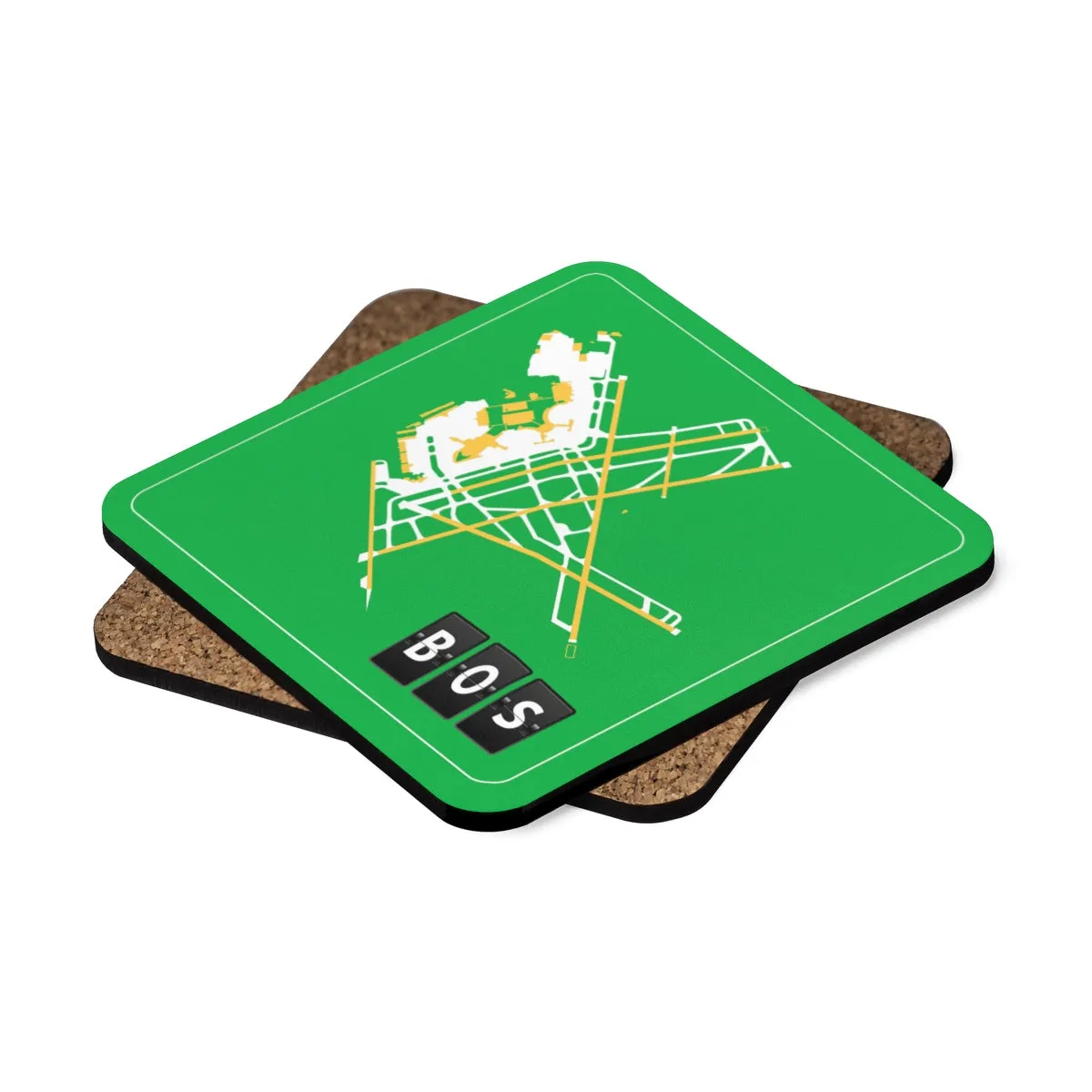 BOS Airport Diagram - Hardboard Coaster Set - 4pcs