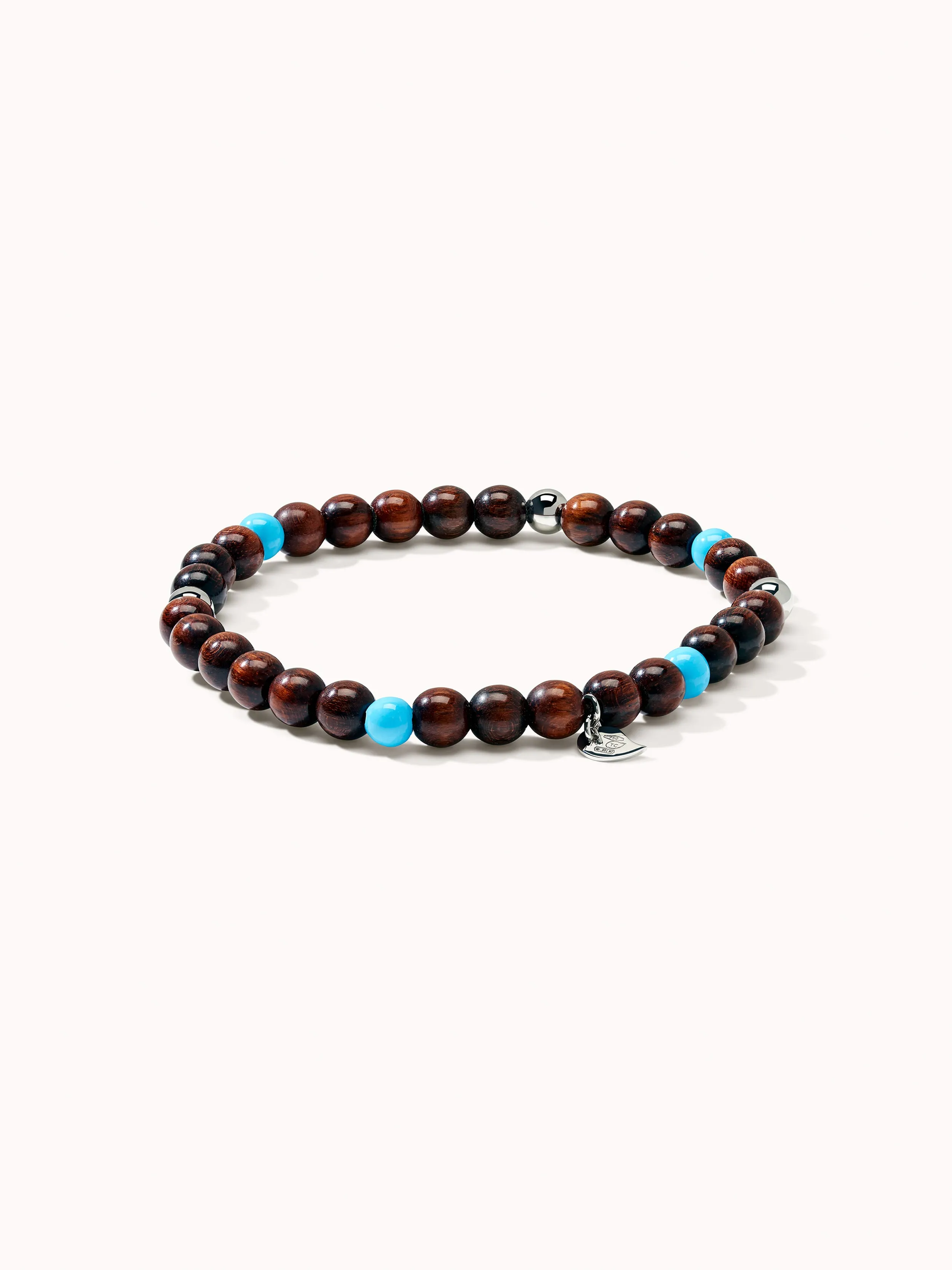 Bracelet INDIA Snakewood with Turquoise beads, one row, medium