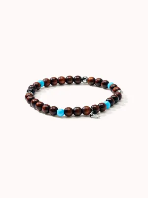 Bracelet INDIA Snakewood with Turquoise beads, one row, medium