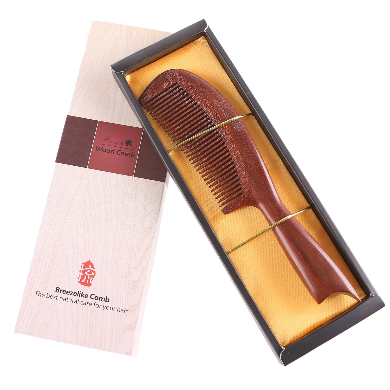 Breezelike No Static Swallow Tail Handle Red Sandalwood Comb