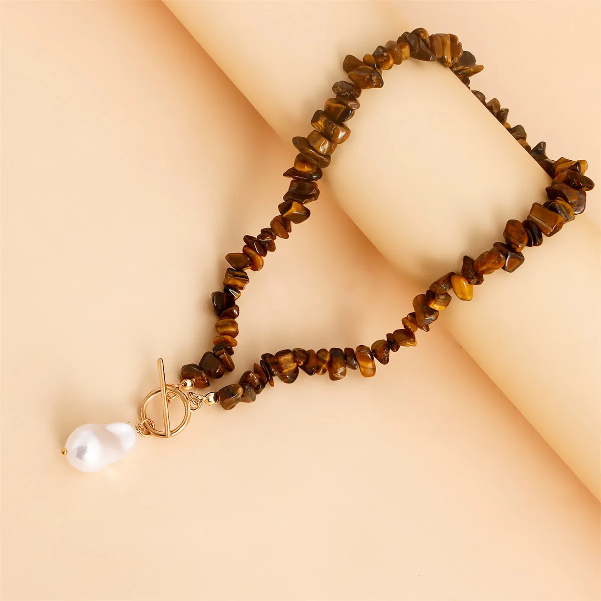 Brown Resin & Pearl 18K Gold-Plated Toggle Pendant Necklace