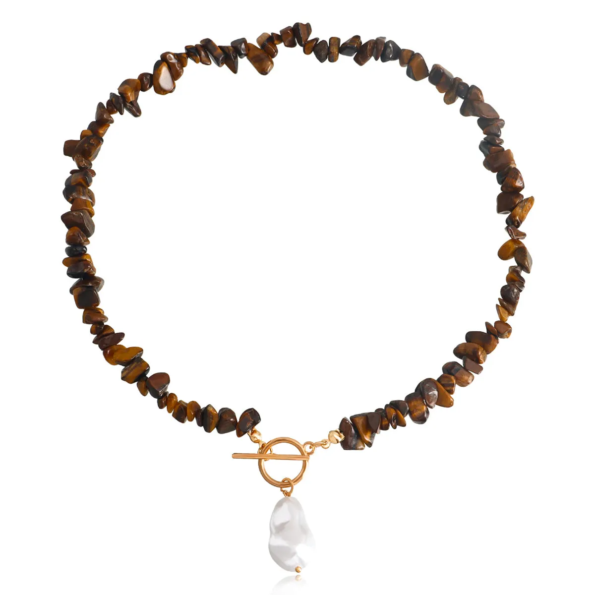 Brown Resin & Pearl 18K Gold-Plated Toggle Pendant Necklace