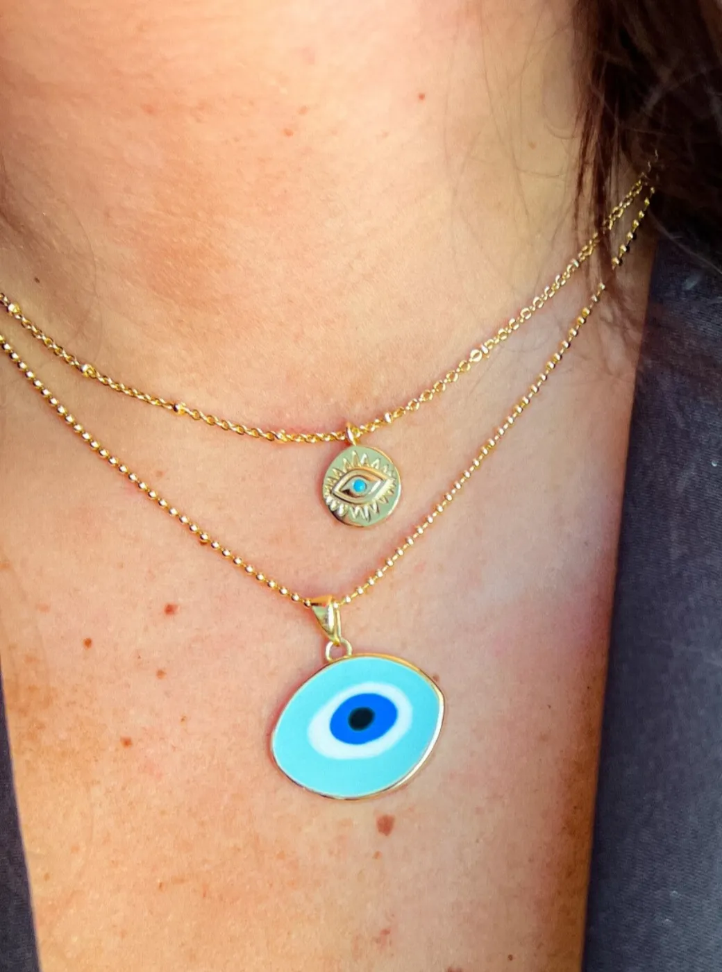 BWC Gold Evil Eye Necklace