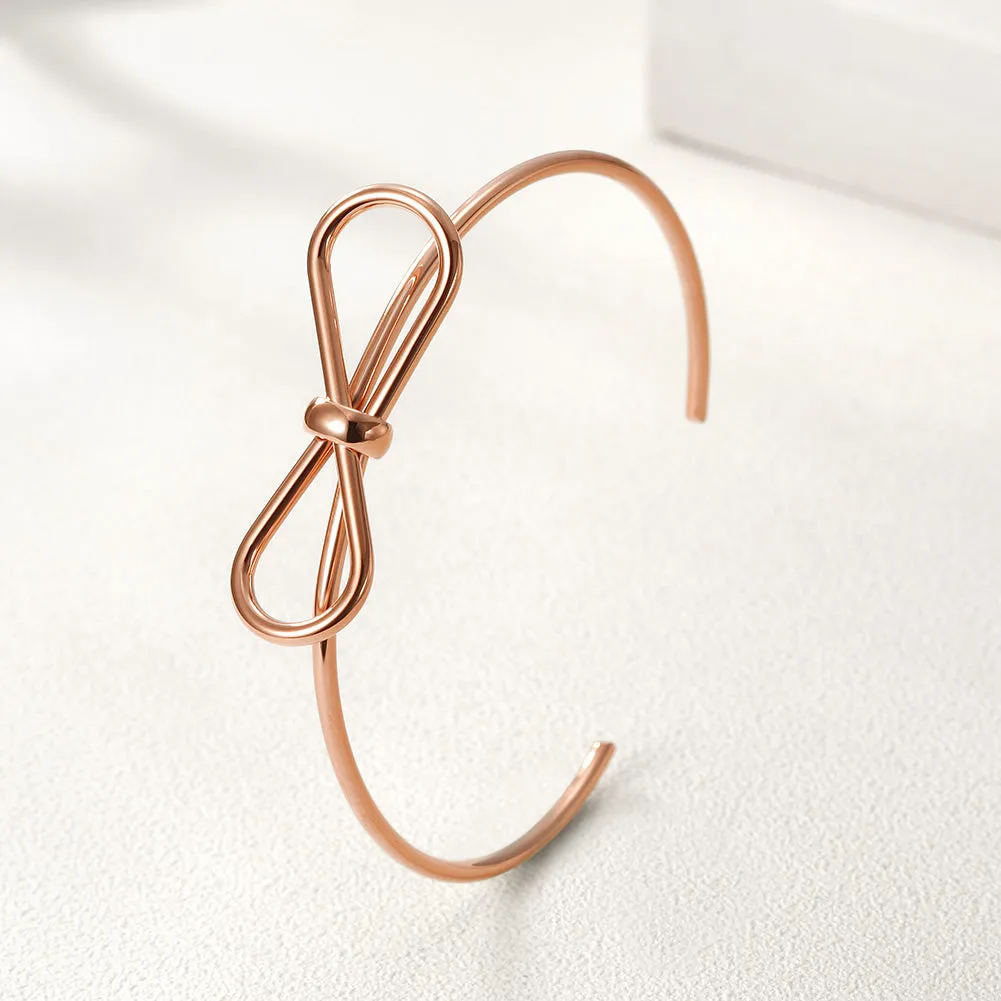 C-shaped smooth bow bracelet-NSB1579ST