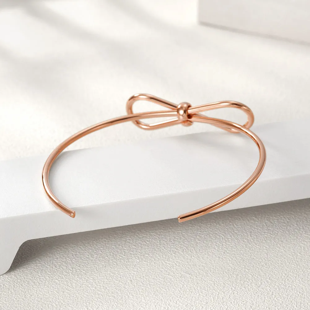 C-shaped smooth bow bracelet-NSB1579ST