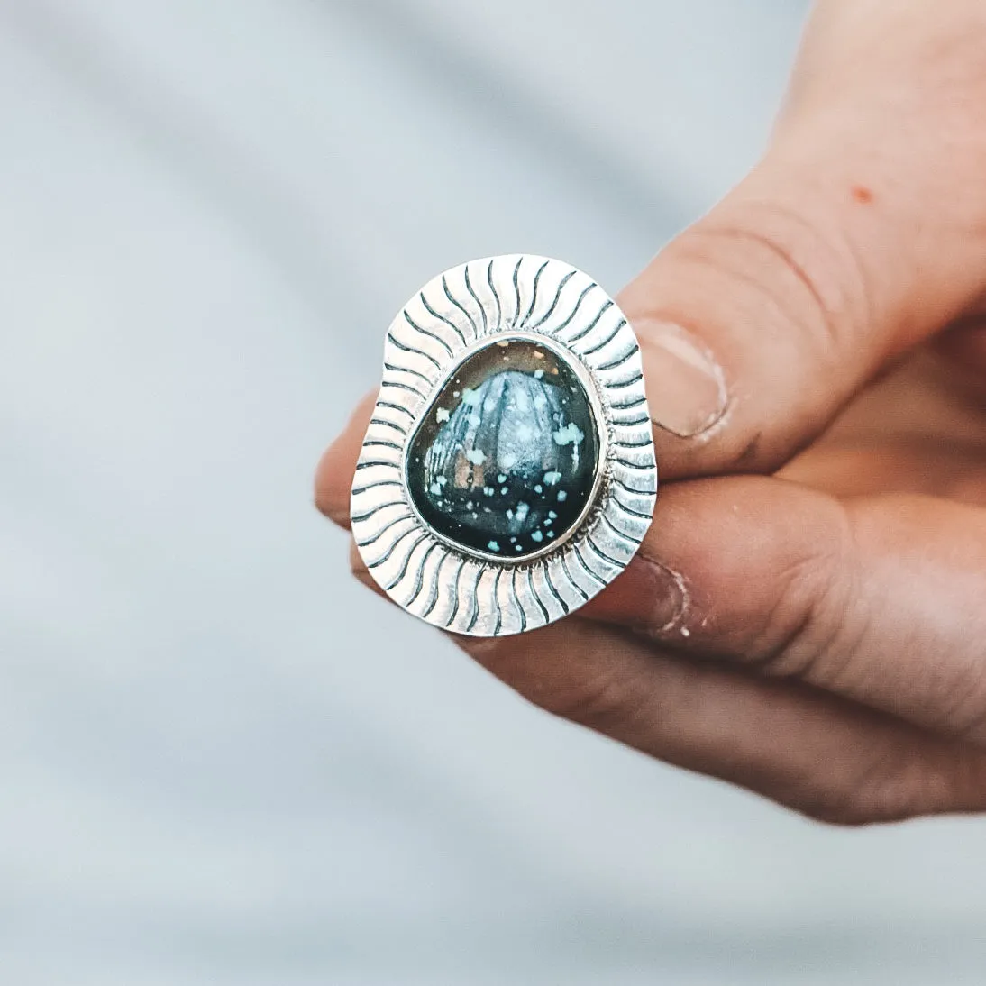 Candelaria Variscite Ripple Ring - Size 7.5