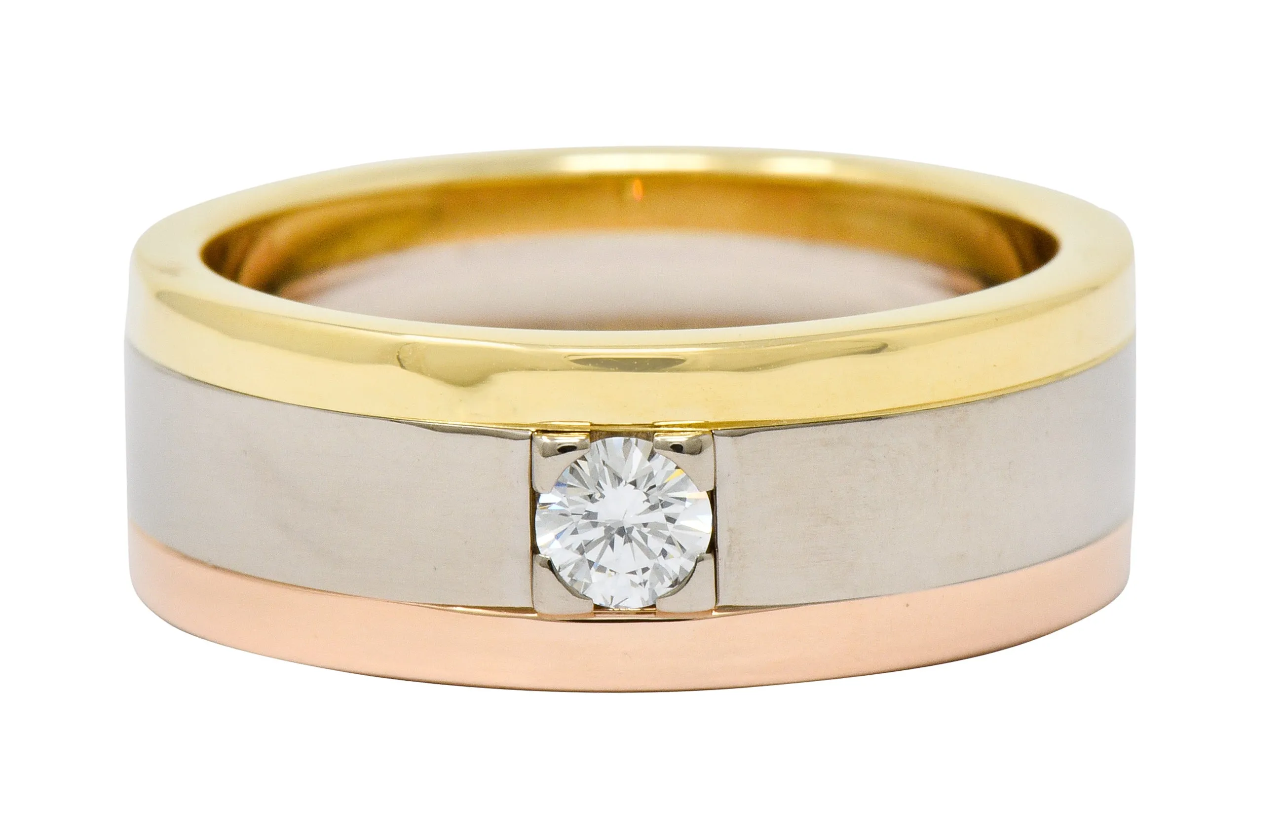 Cartier Diamond 18 Karat Tri-Gold Trinity Unisex Band Ring