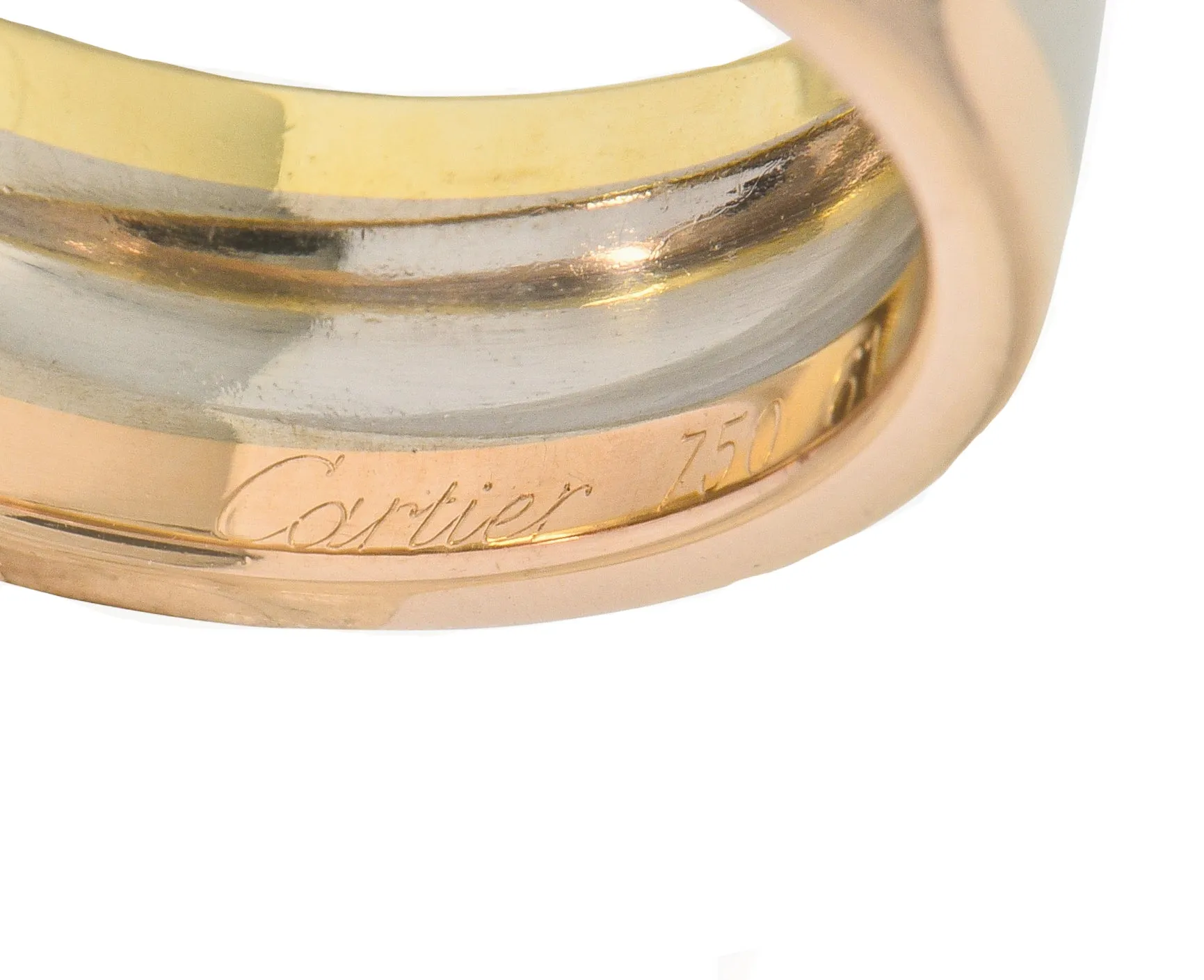 Cartier Diamond 18 Karat Tri-Gold Trinity Unisex Band Ring
