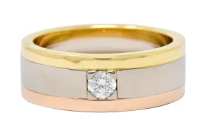 Cartier Diamond 18 Karat Tri-Gold Trinity Unisex Band Ring