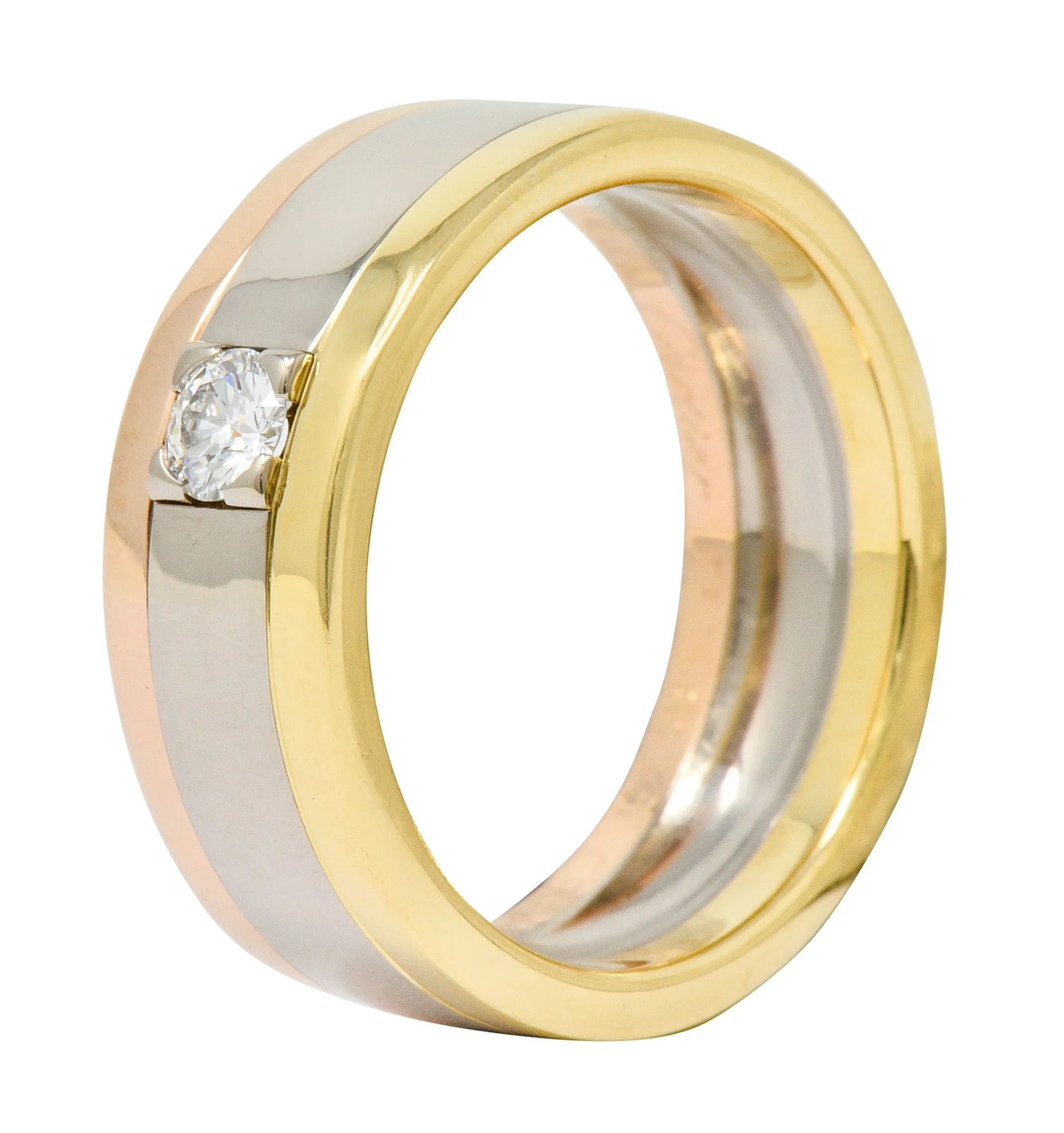 Cartier Diamond 18 Karat Tri-Gold Trinity Unisex Band Ring