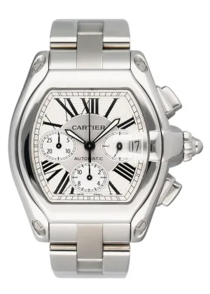 Cartier Roadster W62019X6 Silver Dial Mens Watch Box Papers