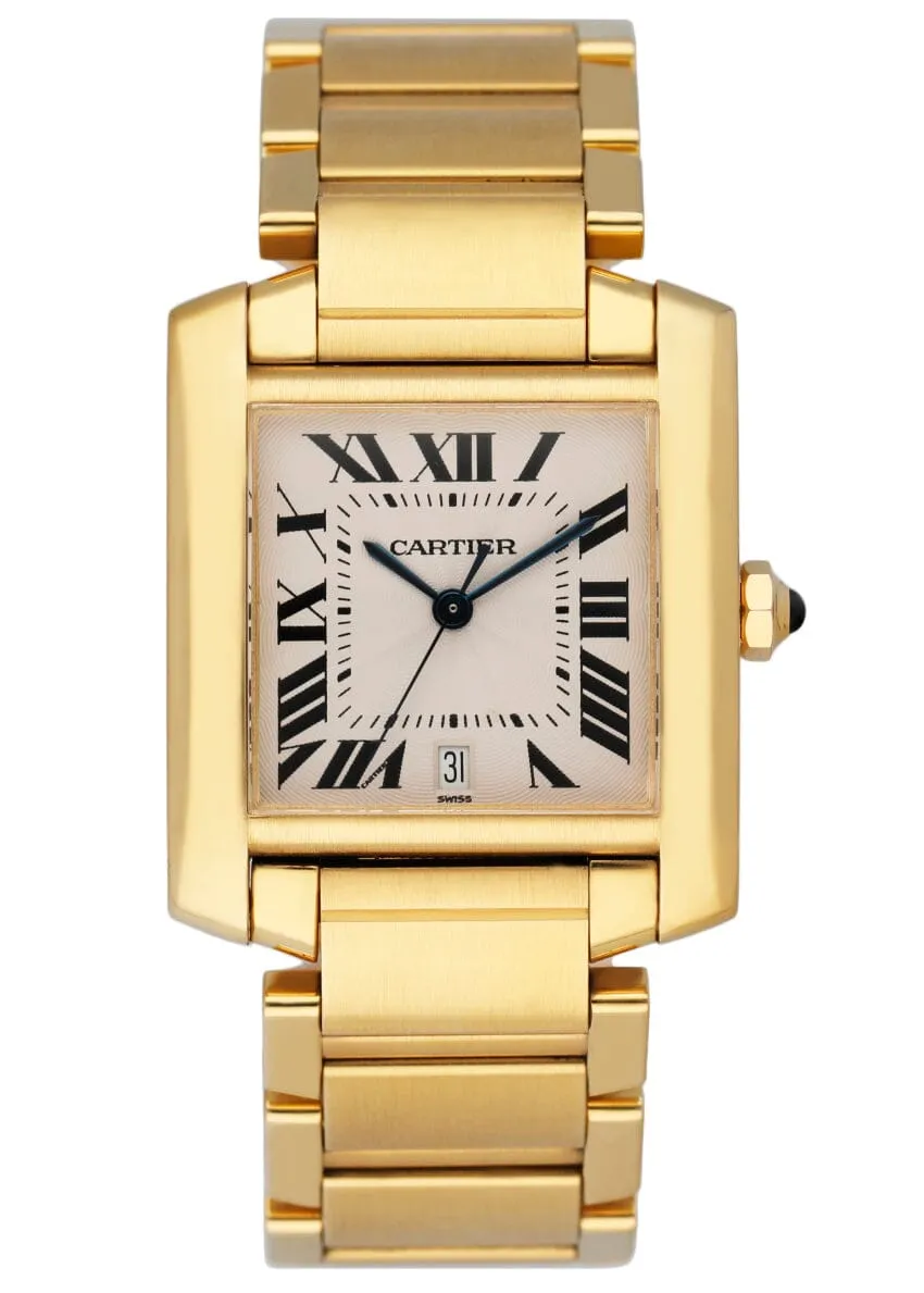 Cartier Tank Francaise W50001R2 18K Yellow Gold Mens Watch