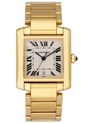Cartier Tank Francaise W50001R2 18K Yellow Gold Mens Watch