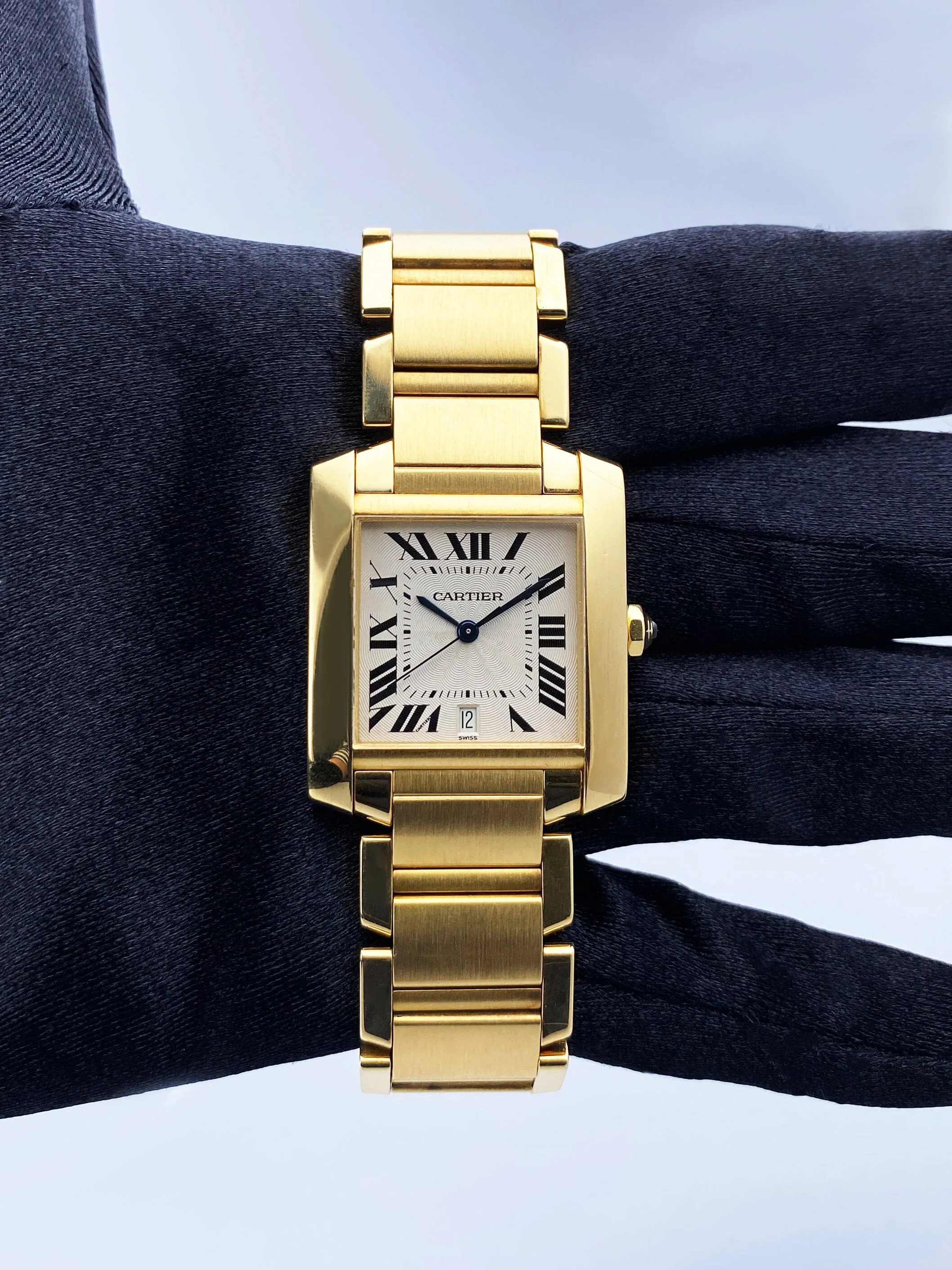 Cartier Tank Francaise W50001R2 18K Yellow Gold Mens Watch