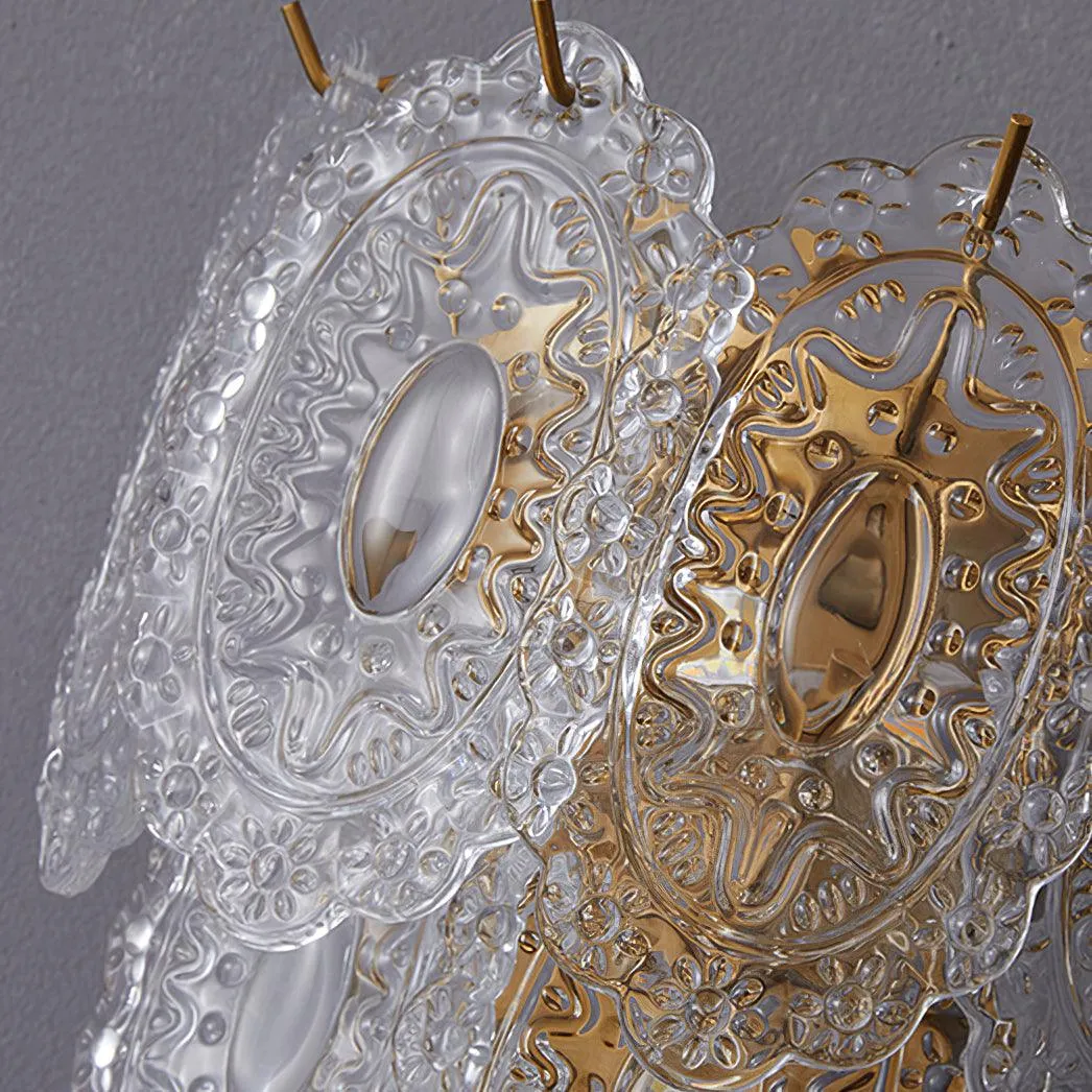 Carved Leaves Transparent Glass Wall Lamp