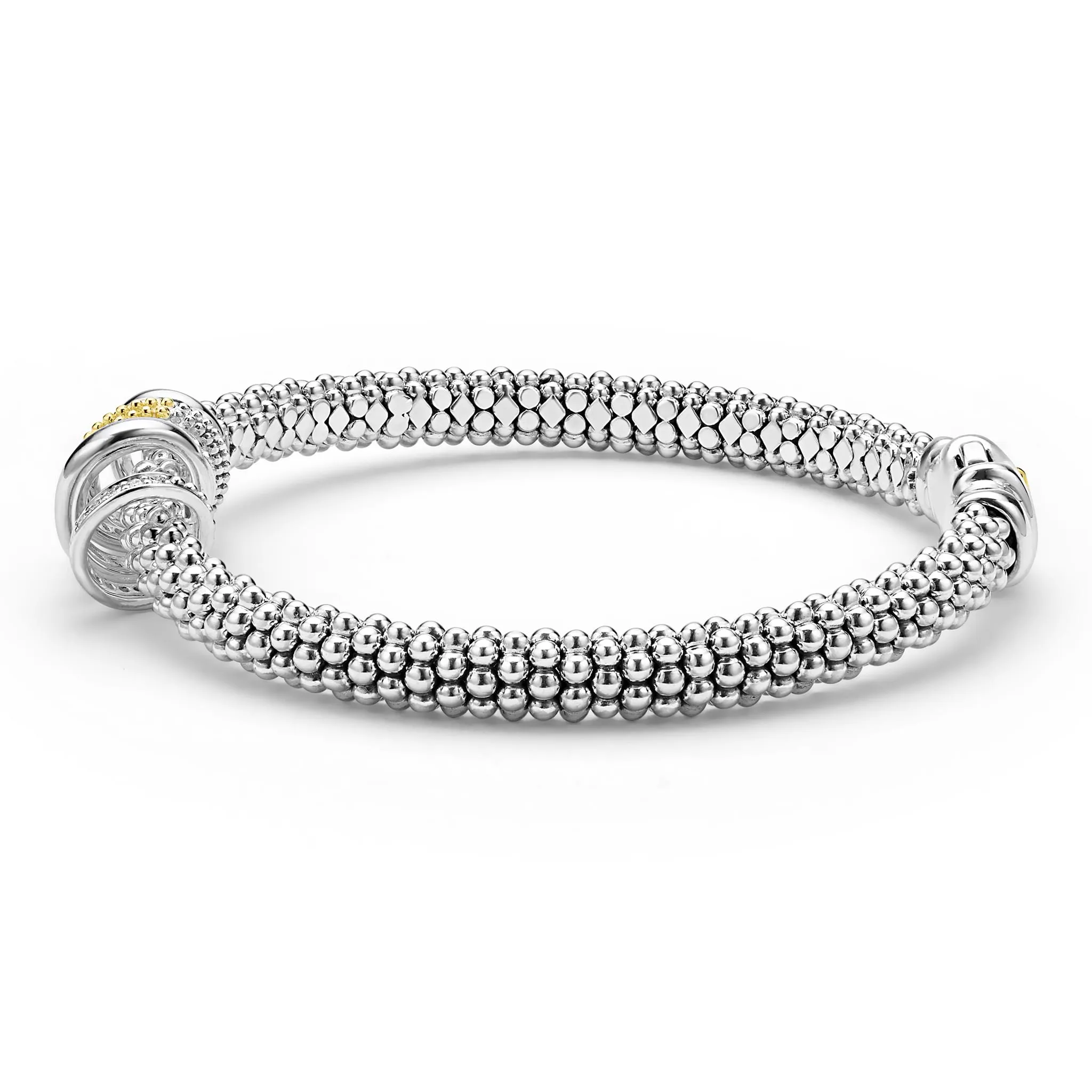 Caviar Lux Two-Tone Five Ring Diamond Caviar Bracelet | 6mm