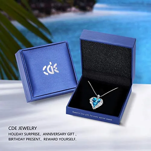 CDE Angel Wing Necklaces for Women Embellished with Crystals from Swarovski Pendant Necklace Heart Of Ocean Mothers Day Jewelry Gift for Wife