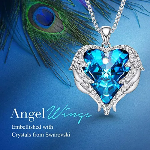 CDE Angel Wing Necklaces for Women Embellished with Crystals from Swarovski Pendant Necklace Heart Of Ocean Mothers Day Jewelry Gift for Wife