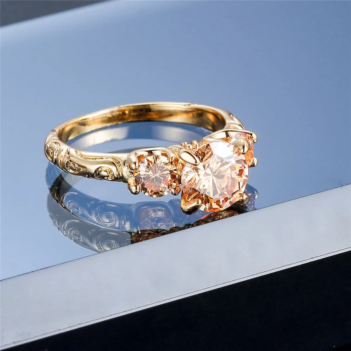 Champagne Crystal & 18K Gold-Plated Ring