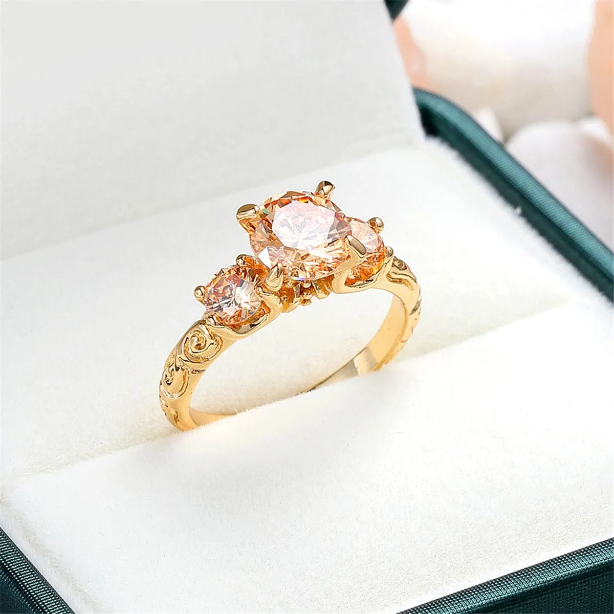 Champagne Crystal & 18K Gold-Plated Ring