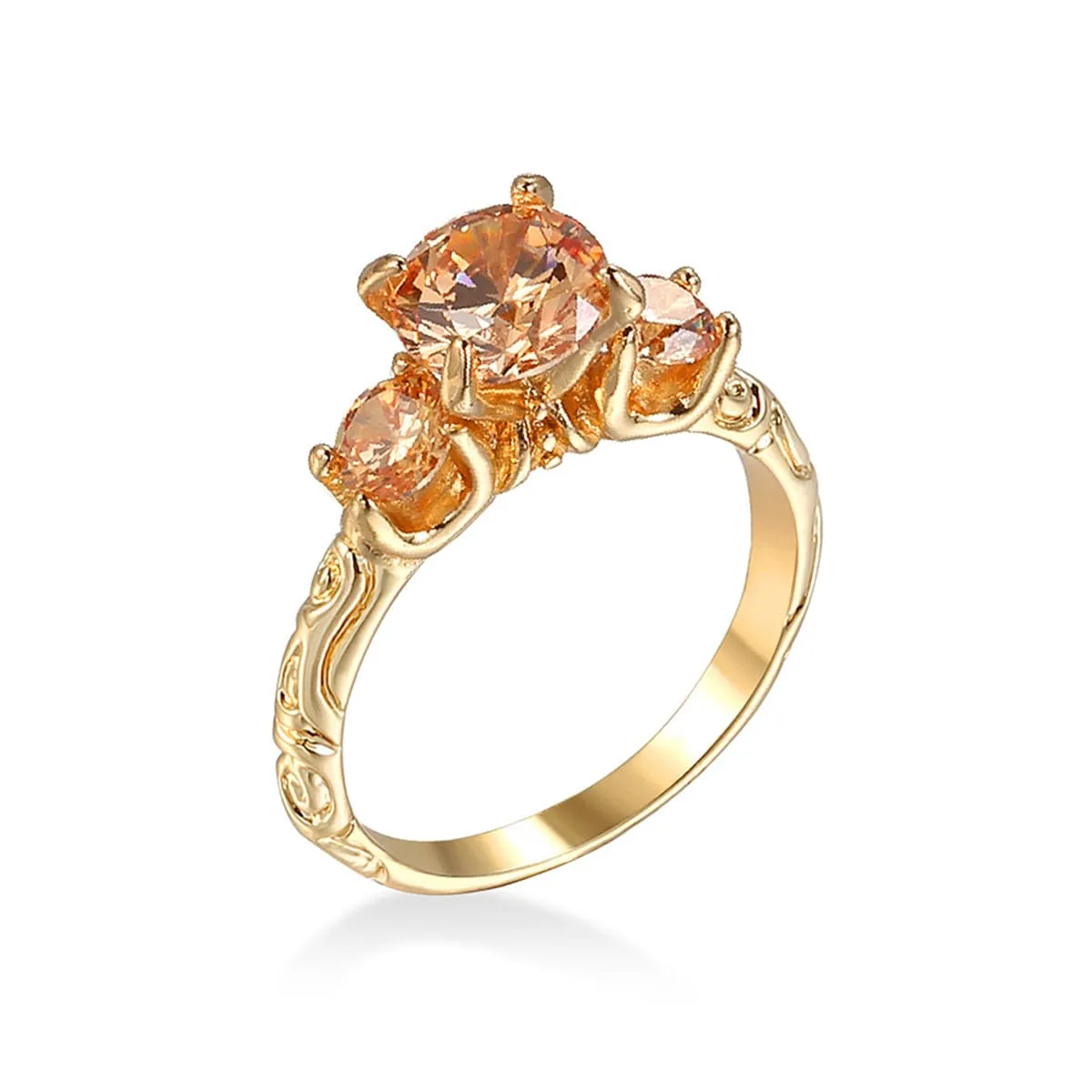 Champagne Crystal & 18K Gold-Plated Ring