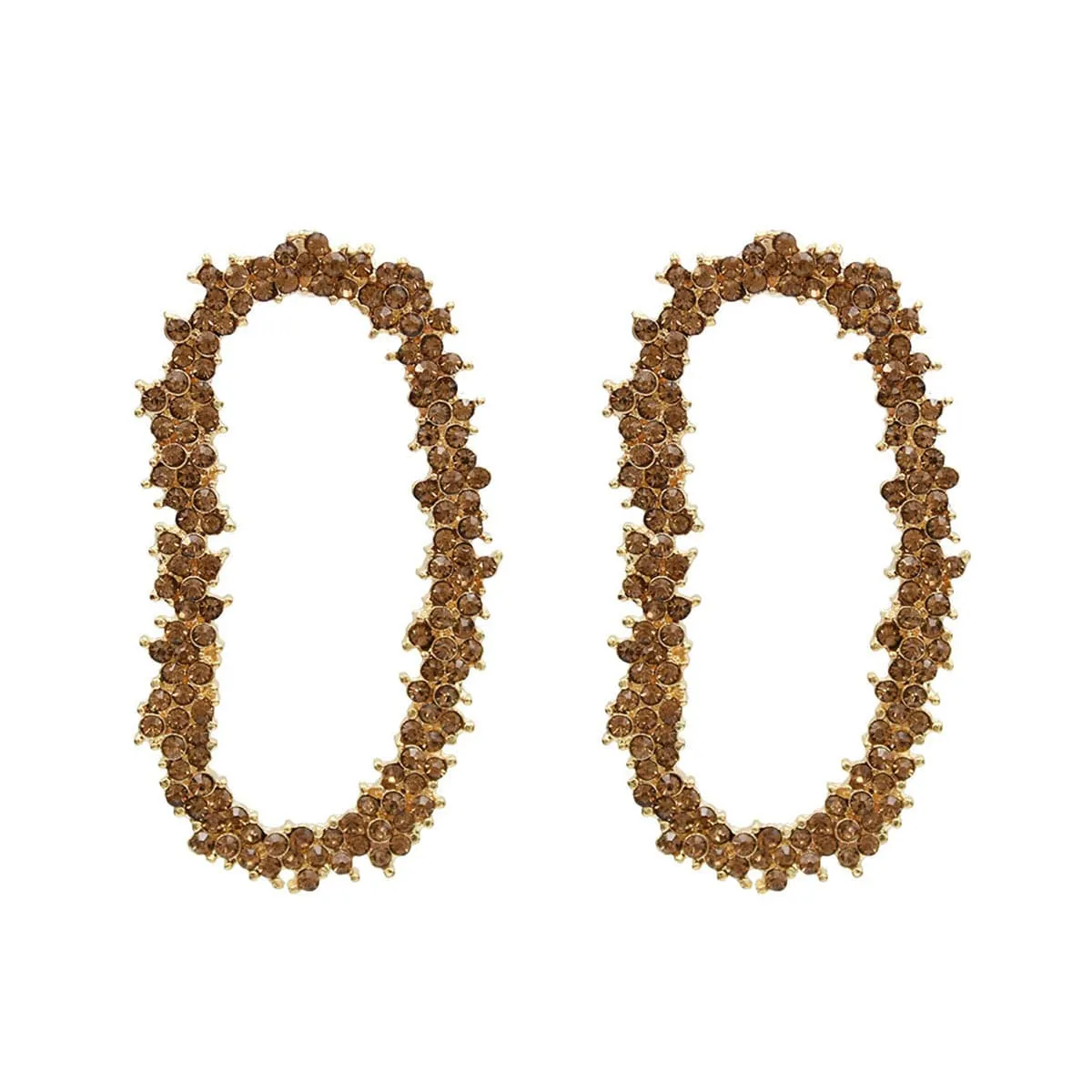 Champagne Cubic Zirconia & 18K Gold-Plated Open Drop Earrings