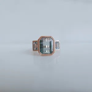 Charlotte Three Stone Seafoam Bi Color Tourmaline Ring