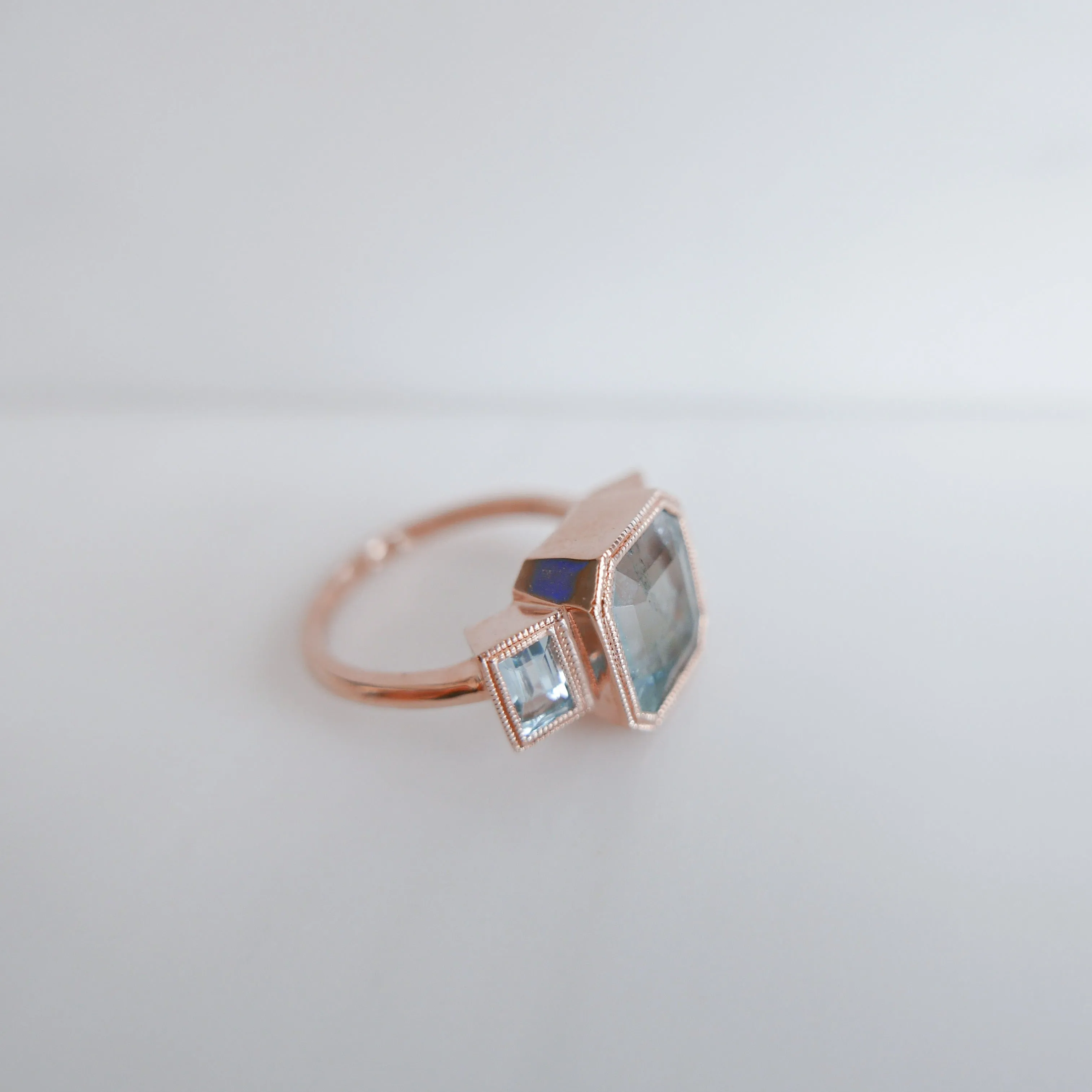 Charlotte Three Stone Seafoam Bi Color Tourmaline Ring