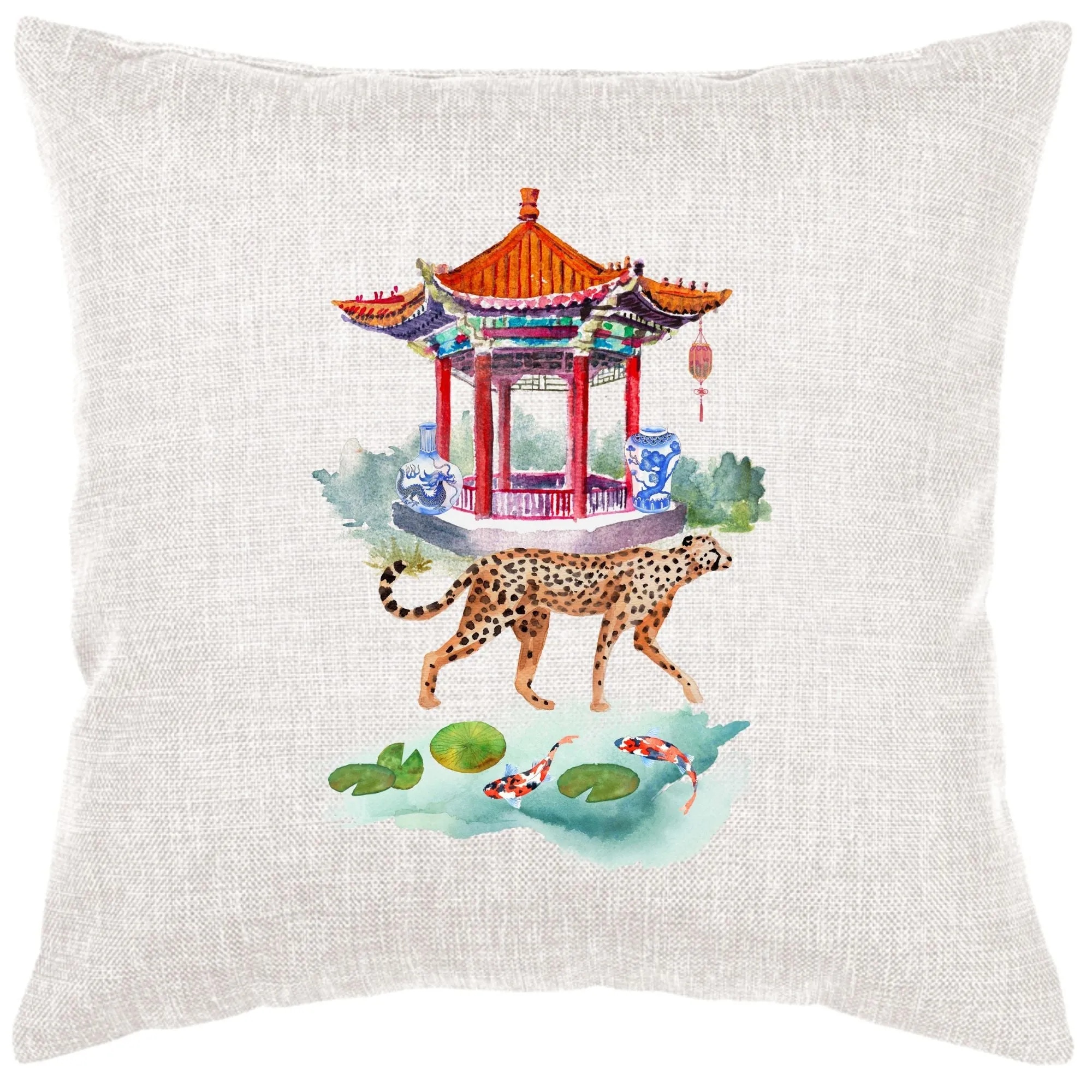 Cheetah And Pagoda Pillow Cover