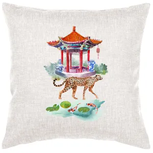 Cheetah And Pagoda Pillow Cover