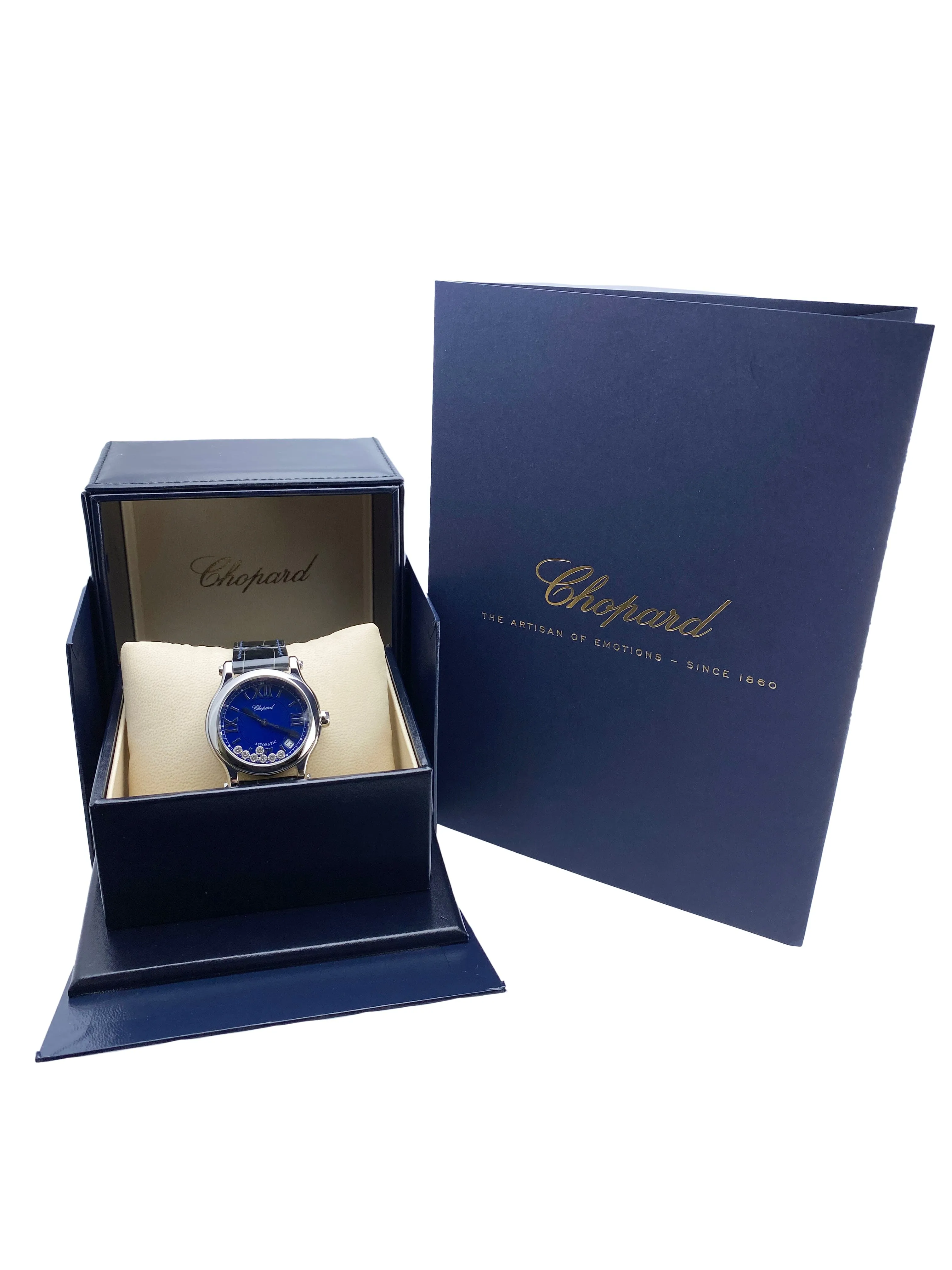 Chopard Happy Sport 278559-3008 Blue Dial Ladies Watch Box Papers