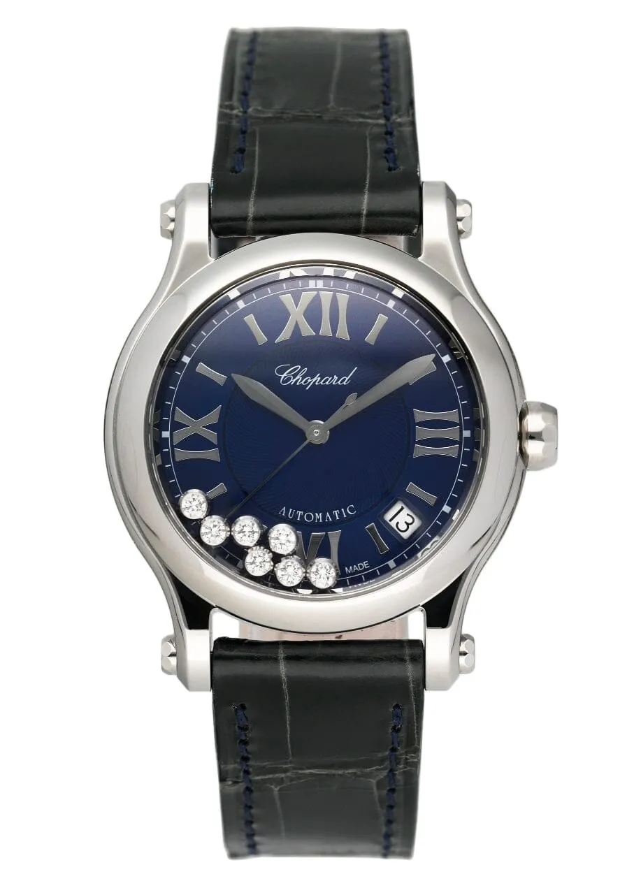 Chopard Happy Sport 278559-3008 Blue Dial Ladies Watch Box Papers