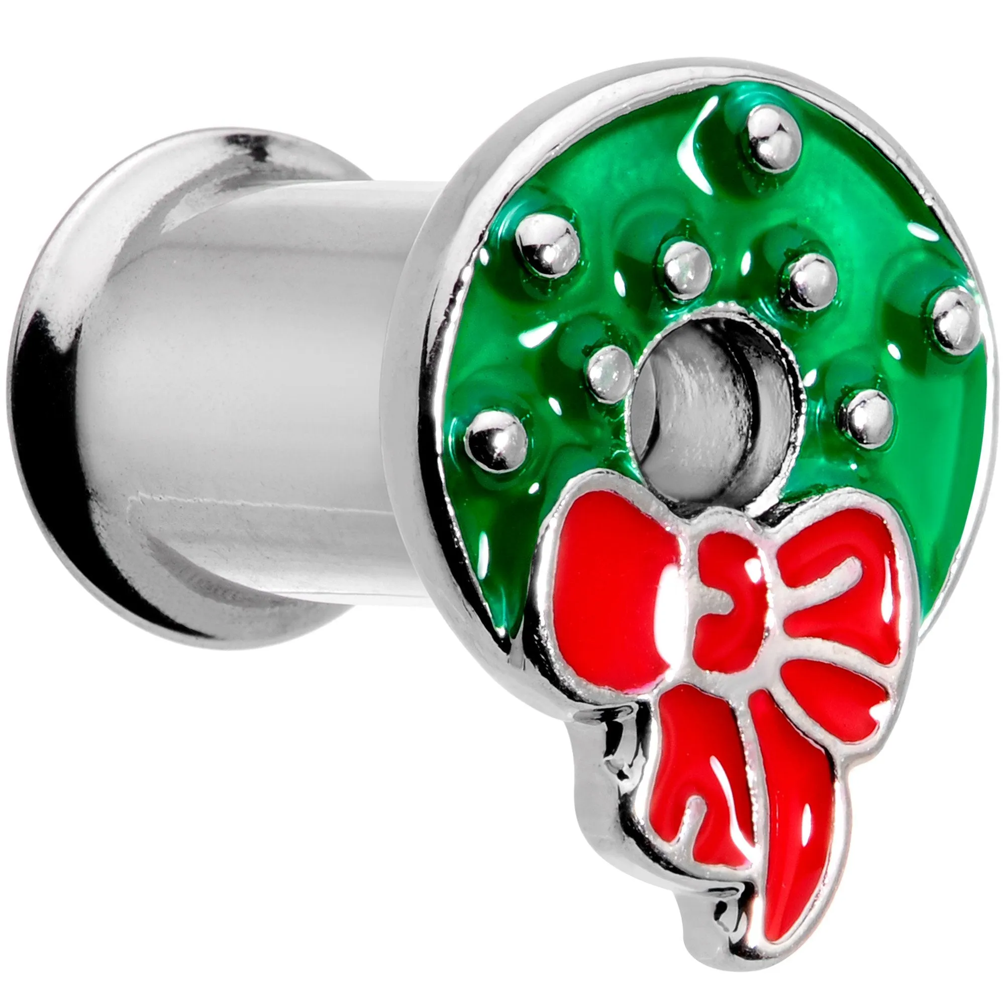 Christmas Wreath Double Flare Tunnel Plug Set 2 Gauge to 1 Inch