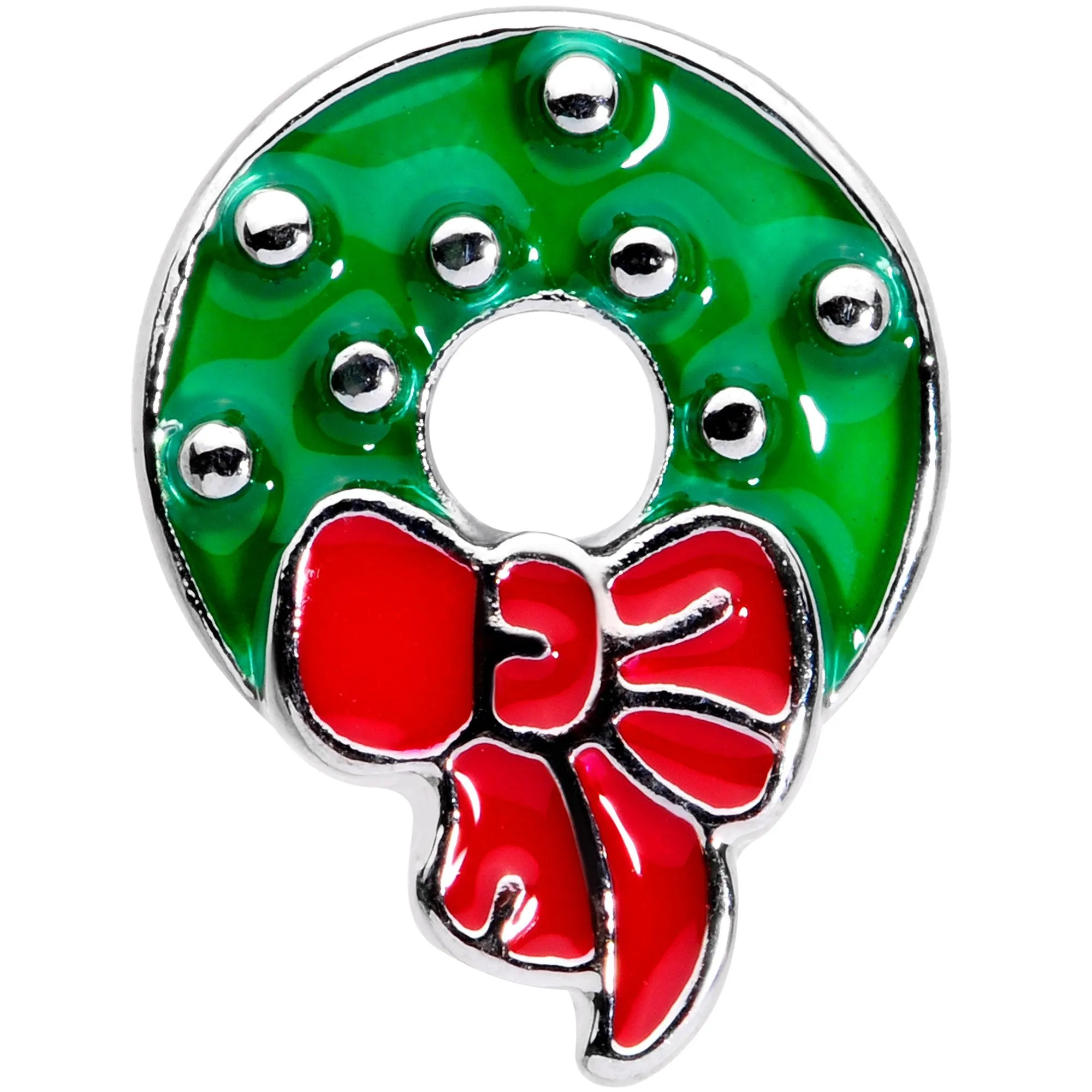 Christmas Wreath Double Flare Tunnel Plug Set 2 Gauge to 1 Inch