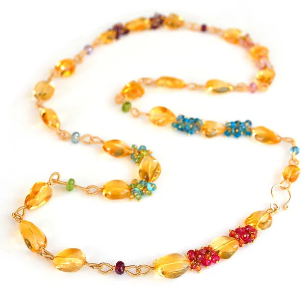 Citrine Necklace with Gemstone Accents