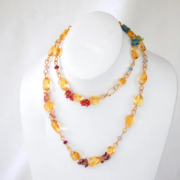 Citrine Necklace with Gemstone Accents