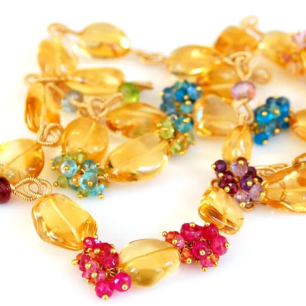Citrine Necklace with Gemstone Accents