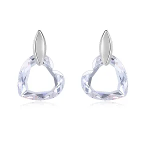 Clear Crystal & Silver-Plated Heart Drop Earrings