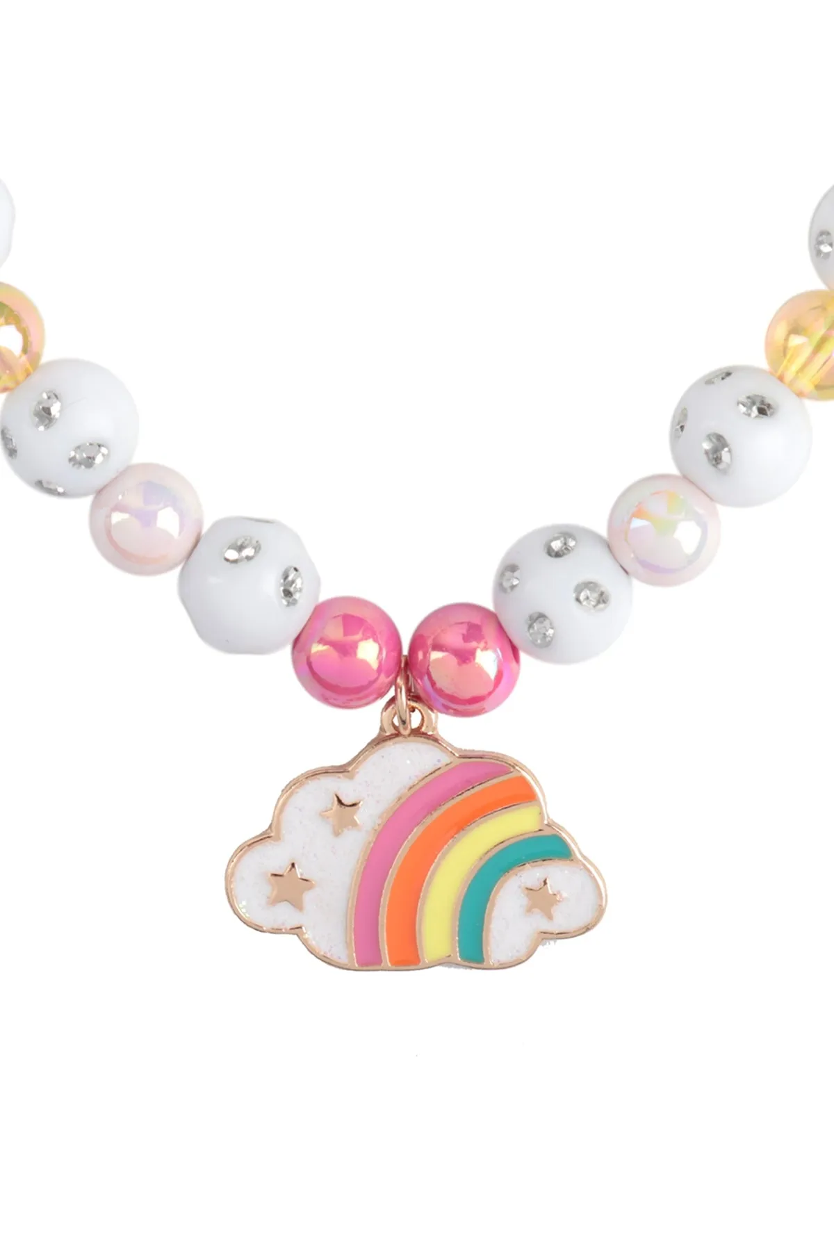 CLOUD GLASS BEADS RHINESTONE W/ MATCHING 14" NECKLACE AND 6.25" BRACELET SET