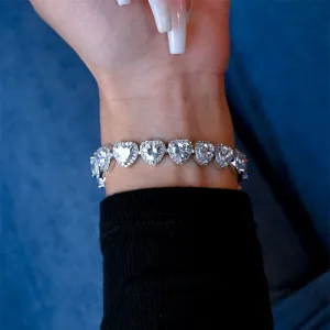 Clustered Heart Tennis Bracelet
