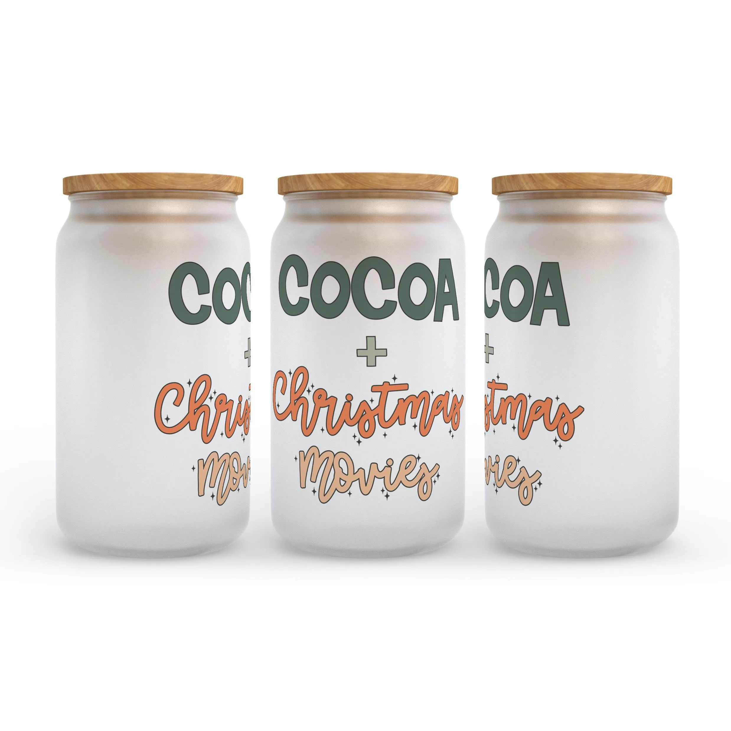 Cocoa And Christmas Movies Christmas Frosted Glass Can Tumbler