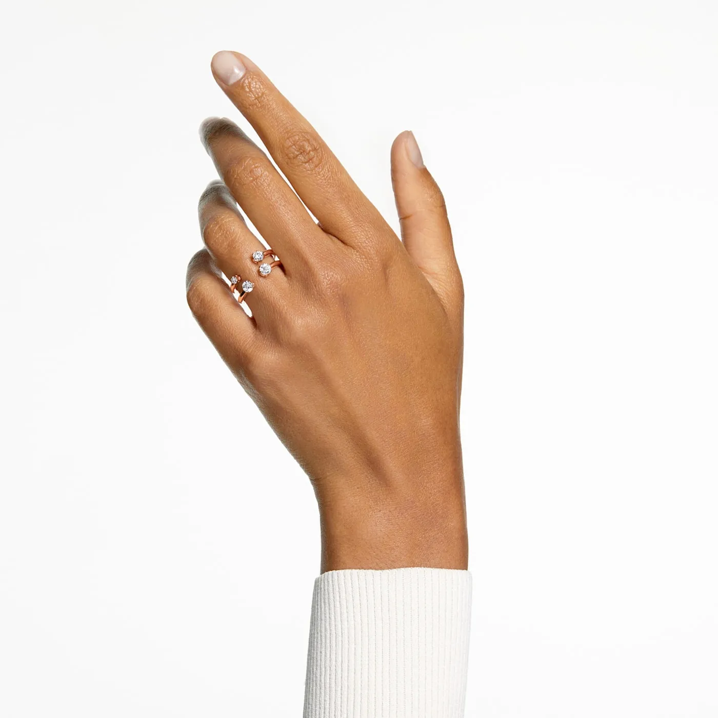 Constella ring Set (2), Round cut, White, Rose gold-tone plated