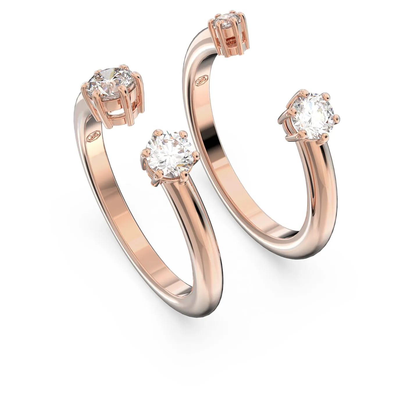 Constella ring Set (2), Round cut, White, Rose gold-tone plated