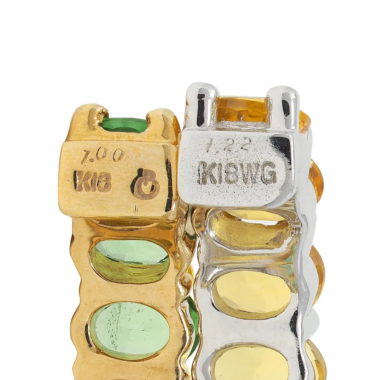 Contemporary 2.22 CTW Hessonite Grossular Garnet 18 Karat Two-Tone Gold Huggie Ear-Clip Earrings
