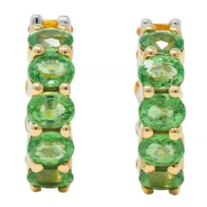 Contemporary 2.22 CTW Hessonite Grossular Garnet 18 Karat Two-Tone Gold Huggie Ear-Clip Earrings