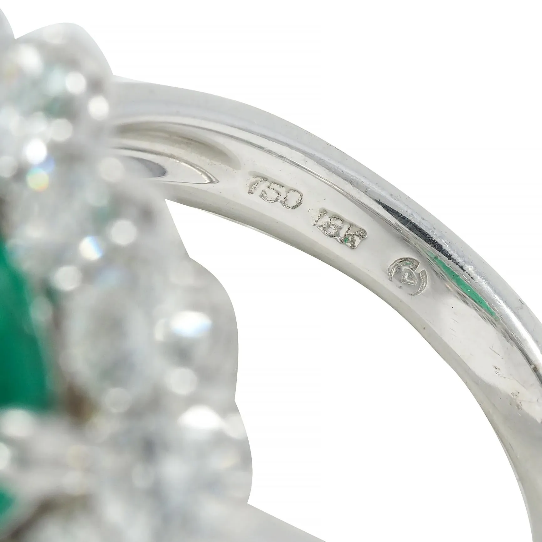 Contemporary 7.00 CTW Colombian Emerald Diamond 18 Karat White Gold Heart Halo Ring AGL