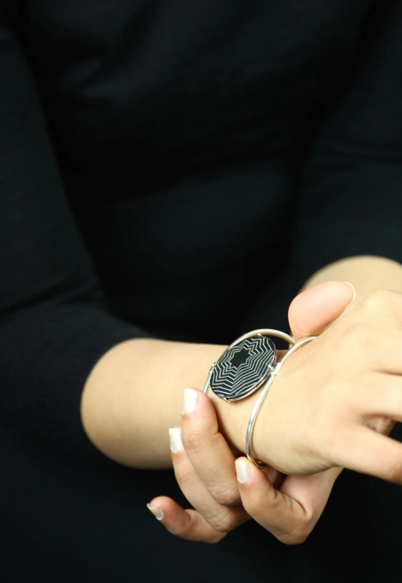 Conversation-starting round Bidri cuff